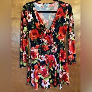 White Birch long sleeve dress with attached shorts